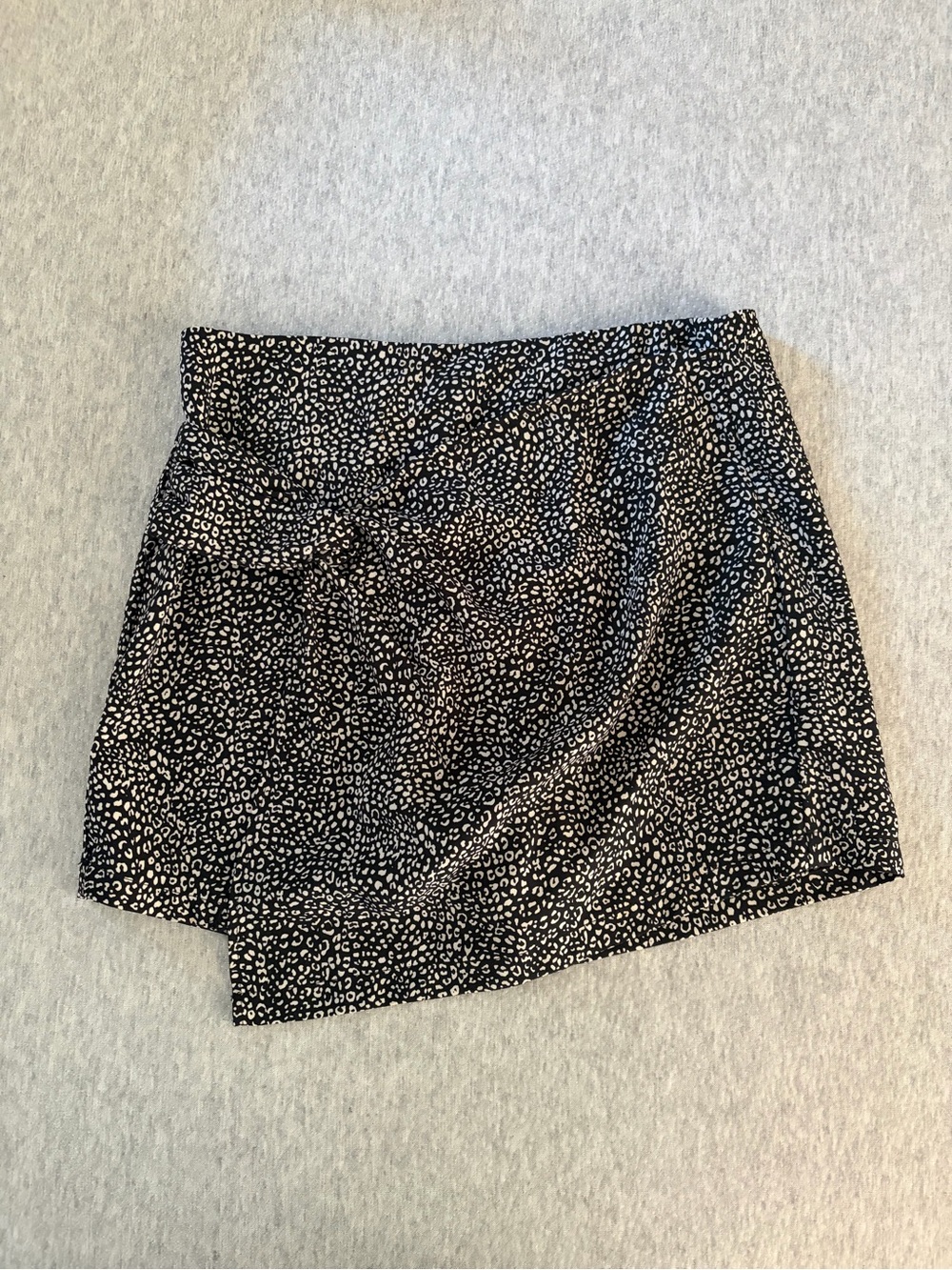 Black and White Animal Print Asymmetric Skort